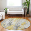 Piper Looms Chantille Abstract ACN1848 Yellow Machine Washable Area Rug Round Lifestyle Image Feature