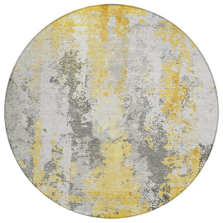 Piper Looms Chantille Abstract ACN1848 Yellow Machine Washable Area Rug Round Main Image