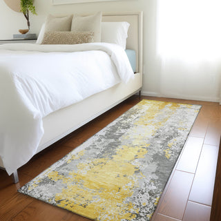 Piper Looms Chantille Abstract ACN1848 Yellow Machine Washable Area Rug Runner Lifestyle Image Feature