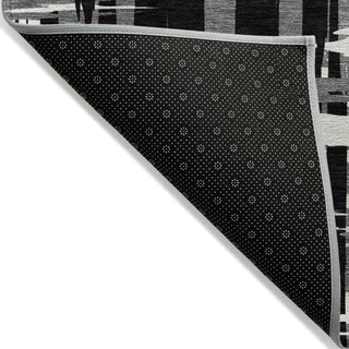 Piper Looms Chantille Stripes ACN1849 Black Machine Washable Area Rug Backing Image