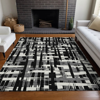 Piper Looms Chantille Stripes ACN1849 Black Machine Washable Area Rug Lifestyle Image Feature