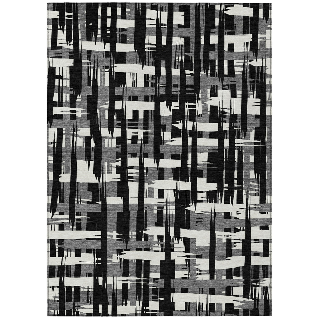 Piper Looms Chantille Stripes ACN1849 Black Machine Washable Area Rug main image