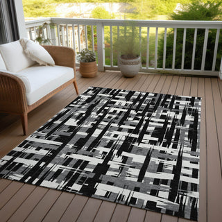 Piper Looms Chantille Stripes ACN1849 Black Machine Washable Area Rug Outdoor Lifestyle Image Feature