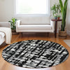 Piper Looms Chantille Stripes ACN1849 Black Machine Washable Area Rug Round Lifestyle Image Feature