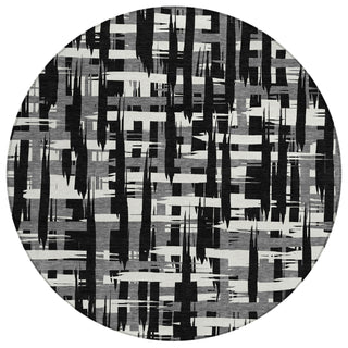 Piper Looms Chantille Stripes ACN1849 Black Machine Washable Area Rug Round Main Image