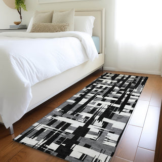 Piper Looms Chantille Stripes ACN1849 Black Machine Washable Area Rug Runner Lifestyle Image Feature