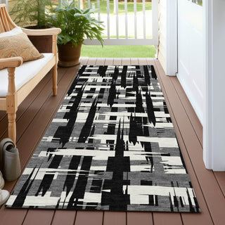 Piper Looms Chantille Stripes ACN1849 Black Machine Washable Area Rug Runner Outdoor Lifestyle Image Feature