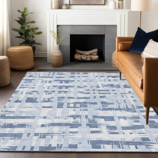 Piper Looms Chantille Stripes ACN1849 Blue Machine Washable Area Rug Lifestyle Image Feature