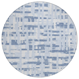 Piper Looms Chantille Stripes ACN1849 Blue Machine Washable Area Rug Round Main Image