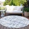 Piper Looms Chantille Stripes ACN1849 Blue Machine Washable Area Rug Round Outdoor Lifestyle Image Feature