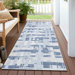 Piper Looms Chantille Stripes ACN1849 Blue Machine Washable Area Rug Runner Outdoor Lifestyle Image Feature