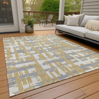 Piper Looms Chantille Stripes ACN1849 Gold Machine Washable Area Rug Outdoor Lifestyle Image Feature