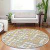 Piper Looms Chantille Stripes ACN1849 Gold Machine Washable Area Rug Round Lifestyle Image Feature