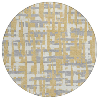 Piper Looms Chantille Stripes ACN1849 Gold Machine Washable Area Rug Round Main Image