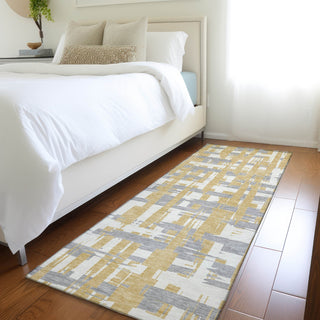 Piper Looms Chantille Stripes ACN1849 Gold Machine Washable Area Rug Runner Lifestyle Image Feature