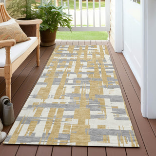 Piper Looms Chantille Stripes ACN1849 Gold Machine Washable Area Rug Runner Outdoor Lifestyle Image Feature