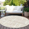 Piper Looms Chantille Stripes ACN1849 Ivory Machine Washable Area Rug Round Outdoor Lifestyle Image Feature