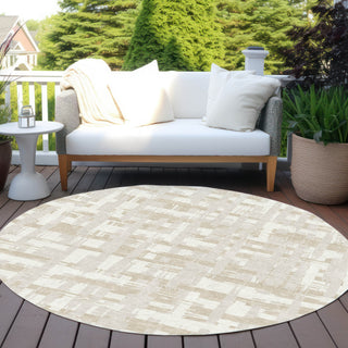 Piper Looms Chantille Stripes ACN1849 Ivory Machine Washable Area Rug Round Outdoor Lifestyle Image Feature