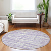Piper Looms Chantille Stripes ACN1849 Lavender Machine Washable Area Rug Round Lifestyle Image Feature