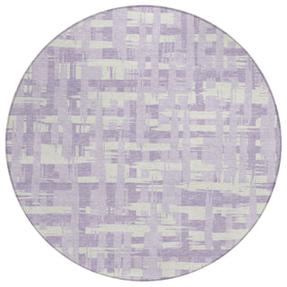 Piper Looms Chantille Stripes ACN1849 Lavender Machine Washable Area Rug Round Main Image