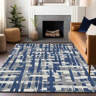 Piper Looms Chantille Stripes ACN1849 Navy Machine Washable Area Rug Lifestyle Image Feature