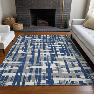 Piper Looms Chantille Stripes ACN1849 Navy Machine Washable Area Rug Lifestyle Image Feature