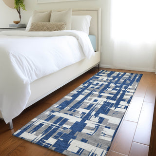 Piper Looms Chantille Stripes ACN1849 Navy Machine Washable Area Rug Runner Lifestyle Image Feature
