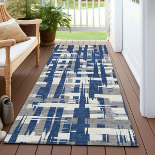 Piper Looms Chantille Stripes ACN1849 Navy Machine Washable Area Rug Runner Outdoor Lifestyle Image Feature