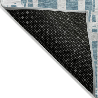 Piper Looms Chantille Stripes ACN1849 Teal Machine Washable Area Rug Backing Image