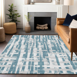 Piper Looms Chantille Stripes ACN1849 Teal Machine Washable Area Rug Lifestyle Image Feature