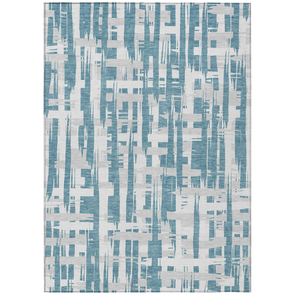 Piper Looms Chantille Stripes ACN1849 Teal Machine Washable Area Rug main image