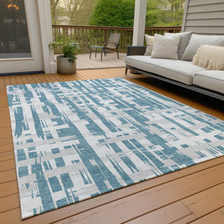 Piper Looms Chantille Stripes ACN1849 Teal Machine Washable Area Rug Outdoor Lifestyle Image Feature