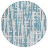 Piper Looms Chantille Stripes ACN1849 Teal Machine Washable Area Rug Round Main Image