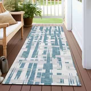 Piper Looms Chantille Stripes ACN1849 Teal Machine Washable Area Rug Runner Outdoor Lifestyle Image Feature
