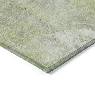 Piper Looms Chantille Floral ACN1850 Aloe Machine Washable Area Rug Corner Image