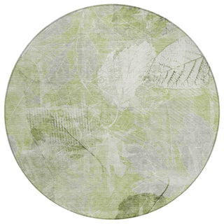 Piper Looms Chantille Floral ACN1850 Aloe Machine Washable Area Rug Round Main Image
