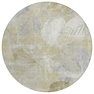 Piper Looms Chantille Floral ACN1850 Beige Machine Washable Area Rug Round Main Image
