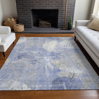 Piper Looms Chantille Floral ACN1850 Denim Machine Washable Area Rug Lifestyle Image Feature
