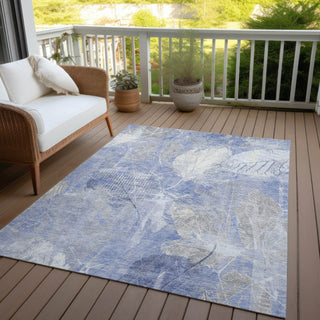 Piper Looms Chantille Floral ACN1850 Denim Machine Washable Area Rug Outdoor Lifestyle Image Feature