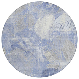 Piper Looms Chantille Floral ACN1850 Denim Machine Washable Area Rug Round Main Image
