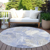 Piper Looms Chantille Floral ACN1850 Denim Machine Washable Area Rug Round Outdoor Lifestyle Image Feature