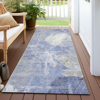 Piper Looms Chantille Floral ACN1850 Denim Machine Washable Area Rug Runner Outdoor Lifestyle Image Feature