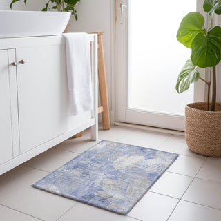 Piper Looms Chantille Floral ACN1850 Denim Machine Washable Area Rug Scatter Lifestyle Image Feature
