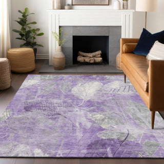Piper Looms Chantille Floral ACN1850 Lavender Machine Washable Area Rug Lifestyle Image Feature