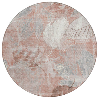 Piper Looms Chantille Floral ACN1850 Salmon Machine Washable Area Rug Round Main Image