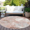Piper Looms Chantille Floral ACN1850 Salmon Machine Washable Area Rug Round Outdoor Lifestyle Image Feature