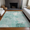 Piper Looms Chantille Floral ACN1850 Teal Machine Washable Area Rug Lifestyle Image Feature