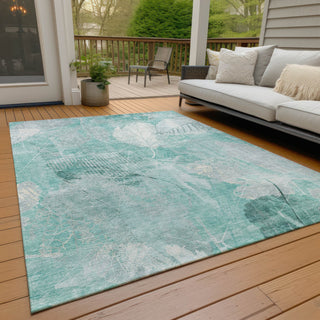 Piper Looms Chantille Floral ACN1850 Teal Machine Washable Area Rug Outdoor Lifestyle Image Feature