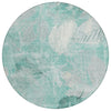 Piper Looms Chantille Floral ACN1850 Teal Machine Washable Area Rug Round Main Image