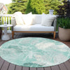 Piper Looms Chantille Floral ACN1850 Teal Machine Washable Area Rug Round Outdoor Lifestyle Image Feature